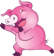 cute little pigs cheerful funny dance and many emotion acting