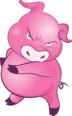 cute little pigs cheerful funny dance and many emotion acting