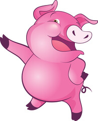 cute little pigs cheerful funny dance and many emotion acting