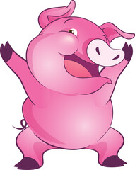 cute little pigs cheerful funny dance and many emotion acting