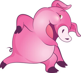 cute little pigs cheerful funny dance and many emotion acting