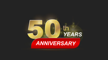 Gold and red tone 50th year anniversary celebration logo