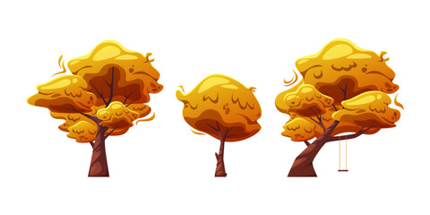 Set of cartoon autumn trees.