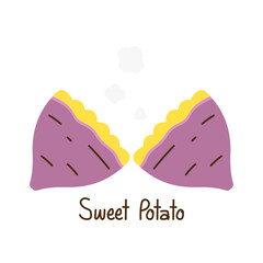Roasted sweet potato. Roasted sweet potato on white background. Japanese Sweet potato.