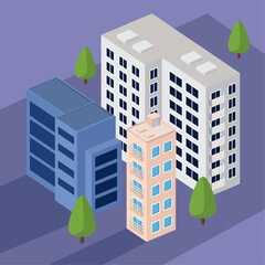 buildings and trees isometric