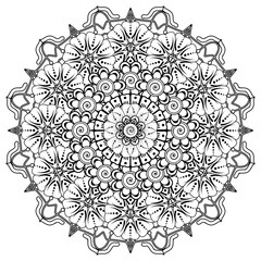 Circular pattern in form of mandala for Henna, Mehndi, tattoo, decoration. Decorative ornament in ethnic oriental style. Coloring book page.