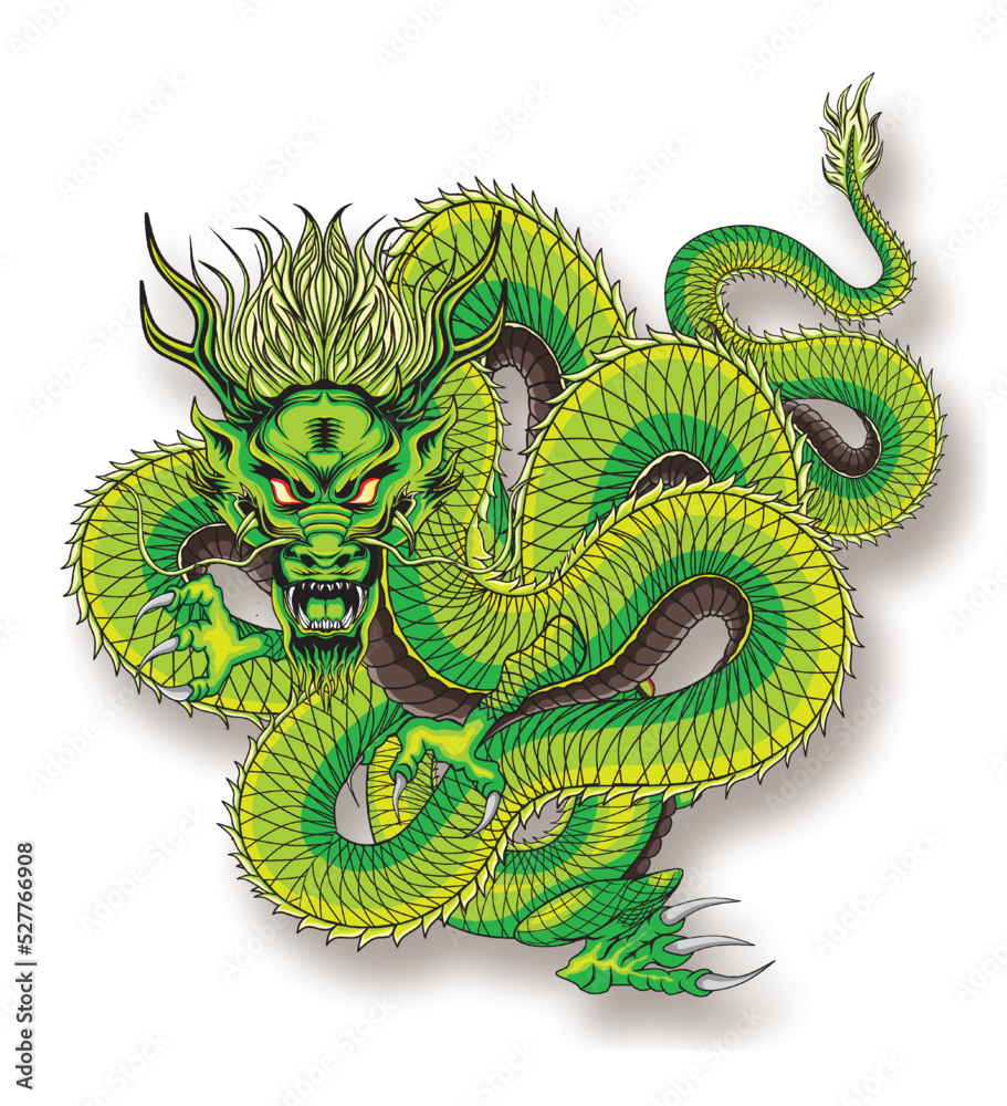 Wall mural chinese dragon illustration premium vector design