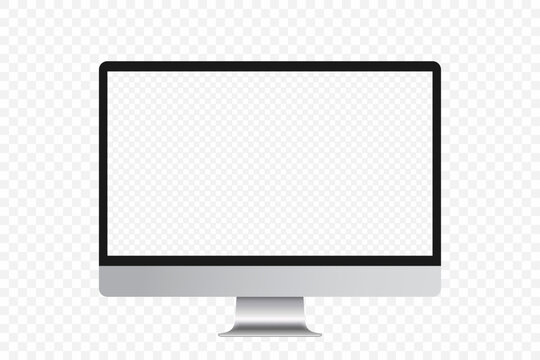 Screen realistic monitor mockup. Desktop computer screen isolated vector. 