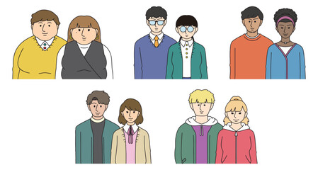 カップル、兄妹兼用人物セット