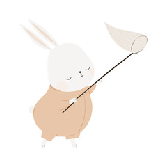 set of cute bunnies, childish hand painted illustration. Baby designg, nursery, print