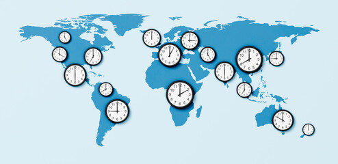 World Map, Time Zones Concept