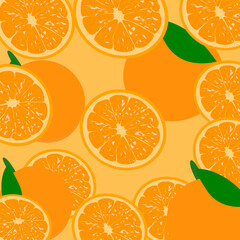 Vector of orange fruit slices background, citrus fruit collection.