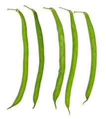 Fresh green beans isolated on a white background, top view