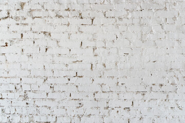 Brick white wall background. Old white stone brickwork.