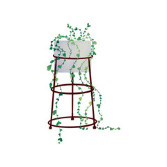 Green plant in a white pot illustration