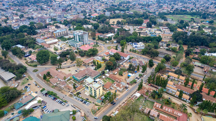 Aerial view of the Morogoro town in Tanzania