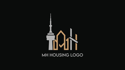 Letters MH Creative Name Initials Monogram Lettermark Minimal Modern Logo Design Template