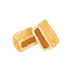 A group of pineapple moon cakes in digital pastel painting illustration art design