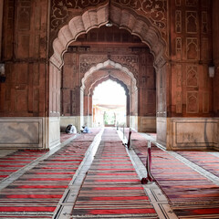 Architectural detail of Jama Masjid Mosque, Old Delhi, India, The spectacular architecture of the...