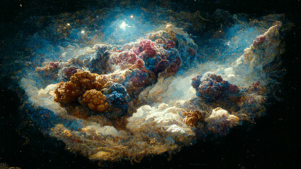 Fototapeta na wymiar Artist's view of very detailed and realistic nebulae in the depths of the universe and cosmos