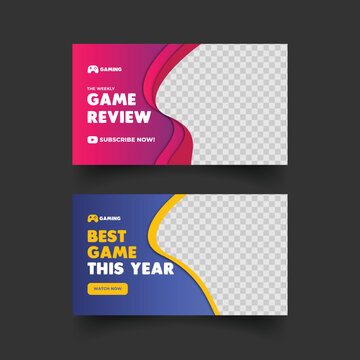 Video Game Review Video Thumbnail And Web Banner Template. 