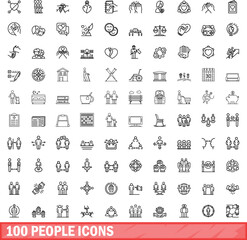Fototapeta na wymiar 100 people icons set. Outline illustration of 100 people icons vector set isolated on white background
