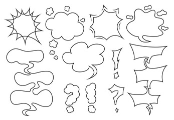 Speech bubbles collection. Different shapes of empty speech bubbles and punctuation marks.