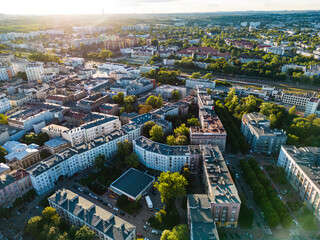 Sosnowiec. Aerial View of City Center of Sosnowiec. The largest city in the Dabrowa Basin. Upper...