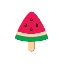 Watermelon ice cream on transparent background. Summer fruit and minimal concept. copy space. illustration of 3d paper cut design style.