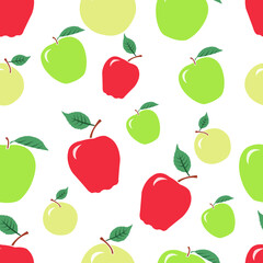 Apple background. Vector illustration. Textile red and green fruits pattern.