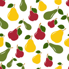 Seamless pear fruit pattern.