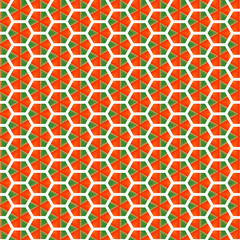 Geometric Pattern Hexagonal Shaped White Orange Green Texture Wallpaper Banner Background Tiles Textile Backdrop Graphics Print Wrapping Paper Interior Design Decorative Laminates Art Illustration