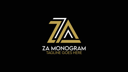 Letters ZA Creative Name Initials Monogram Lettermark Minimal Modern Logo Design Template