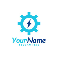 Thunder Gear Logo Design Template. Fast Gear logo concept vector. Creative Icon Symbol