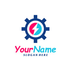 Thunder Gear Logo Design Template. Fast Gear logo concept vector. Creative Icon Symbol