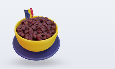 3d coffee day Chad flag rendering left view