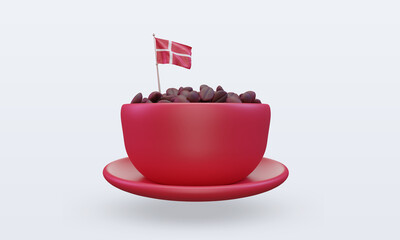 3d coffee day Denmark flag rendering front view