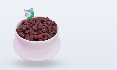 3d coffee day Djibouti flag rendering left view