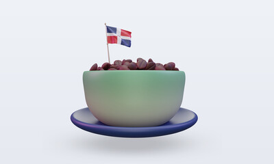 3d coffee day Dominican Republic flag rendering front view