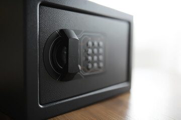 money in a residential safe close-up photo. Deposit in cash. Russian rubles are in the safe