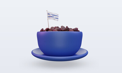 3d coffee day Israel flag rendering front view