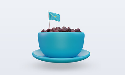 3d coffee day Kazakhstan flag rendering front view