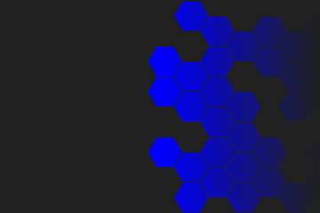 dark abstract background with light blue hexagon futuristic concept black backdrops surface shadow honeycomb frame material