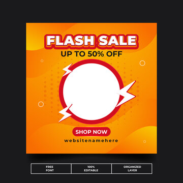 Flash Sale Discount Banner Social Media Post Design
