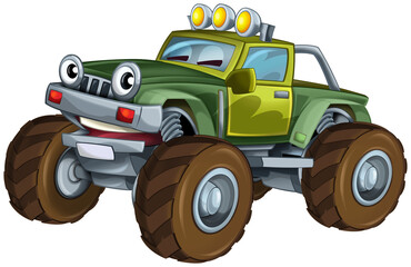 cartoon happy and funny off road vehicle illustration for children © honeyflavour