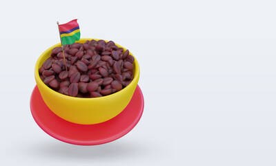 3d coffee day Mauritius flag rendering left view