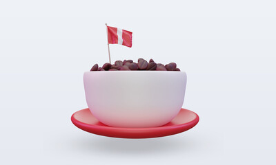 3d coffee day Peru flag rendering front view