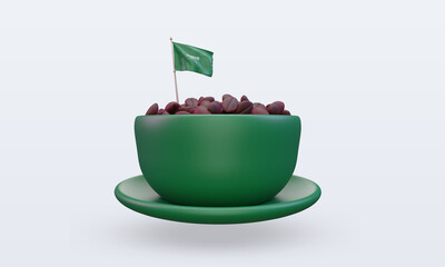 3d coffee day Saudi Arabia flag rendering front view