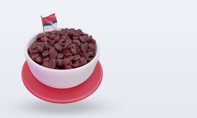 3d coffee day Serbia flag rendering left view