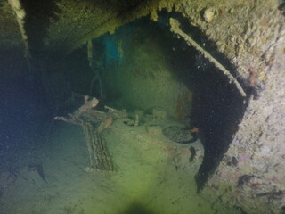 Diving on the ship wrecks of the Palau archipelago. These ship wrecks were from Japanese Navy at WW2.